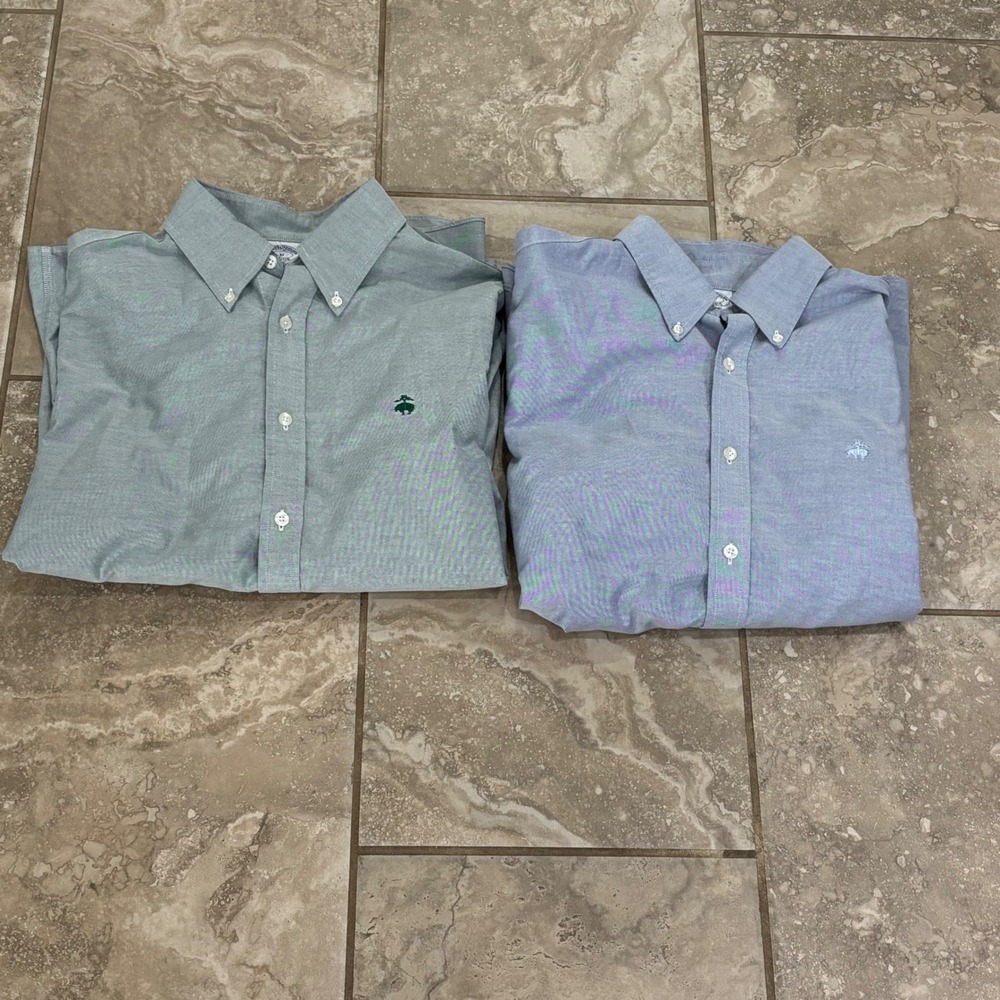 Brooks Brothers Mens Regent Fit Non-Iron Supima Cotton Shirt Bundle 2pk Medium